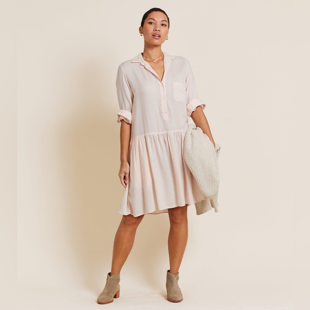 Frank & Eileen Grayson The Changemaker Light Pink Oversized Tiered Shirt Dress L